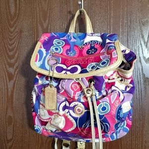 COPY - Coach poppy designer backpack purse | color: pink/purple